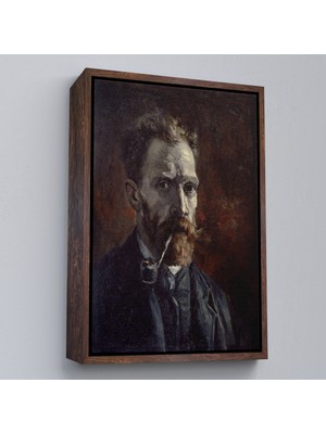 Oxyteez Ahşap Çerçeveli Vincent Van Gogh - Pipolu Portre TABLO-7461