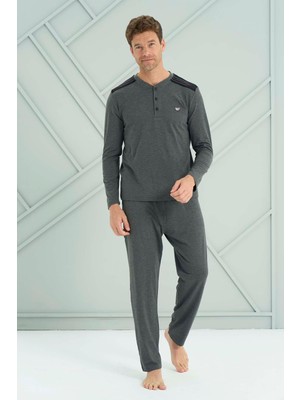 Remsa Erkek Penye Uzun Kol Pijama Takımı 2215 ANTRASIT01