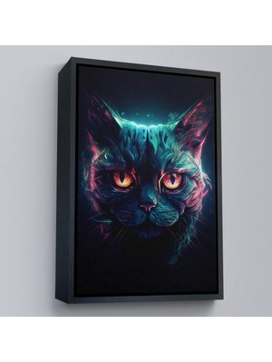 Oxyteez Ahşap Çerçeveli Savaşçı Kedi TABLOSU-7900