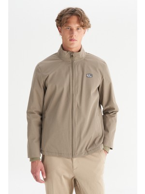 Wrangler W2520140801 Haki Erkek Relaxed Fit Rahat Kesim Dik Yaka Cepli Ince Bomber Ceket