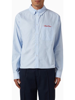About Blank Oxford Script Cotton Shirt Cropped Mavi Erkek Gömlek