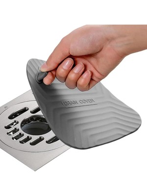 Storemax Gri Renk Kare Kötü Koku Önleyici Silikon Mat Mutfak Lavabo Balkon Gider Tıpası Kapağı