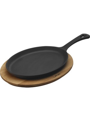 Storemax Fajita Tavası ve Ahşap Altlığı, 17X23 Cm, Saplı, Oval