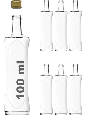 Storemax 100 ml Şeffaf Piramit Sosluk 100 cc Kapaklı Kavisli Cam Şişe 6 Adet ( / (Metal))