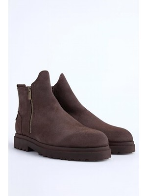 VARNAS Erkek Kahverengi Hakiki Süet Fermuarlı Bot - Monarch