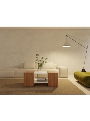 MasifMarket Lupo Orta Sehpa Marbellakiraz Beyaz Renk