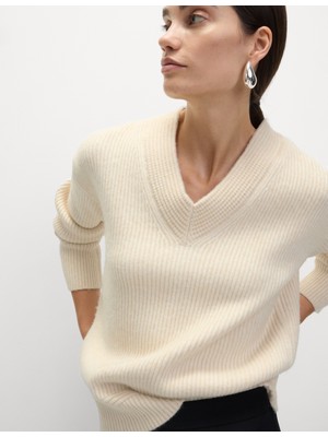 Marks & Spencer Dokulu V-Yaka Triko Kazak