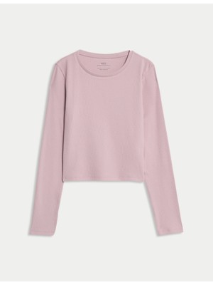 Marks & Spencer Pamuk Karışımlı Düz Fitilli Bluz (6–16 Yaş)