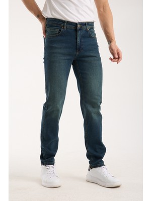 OneZero Erkek Pantolon Regular Fit Yeşil Tint Fermuarlı Rahat Giyim Jeans