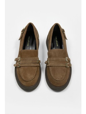 Nilufarr Jayla Taba Süet Hakiki Deri Kadın Loafer