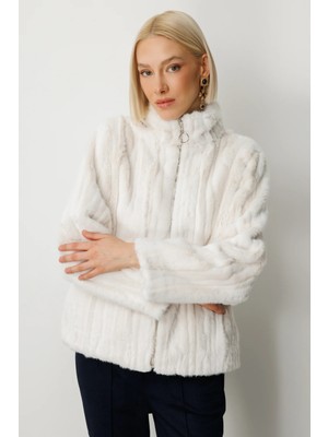 Ekol Çizgili Peluş Mont 8009