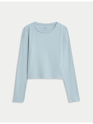 Marks & Spencer Pamuk Karışımlı Düz Fitilli Bluz (6–16 Yaş)