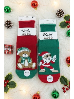 Ünlü Çorap Yılbaşı Noel Yumoş Peluş Çorap 2 Çift