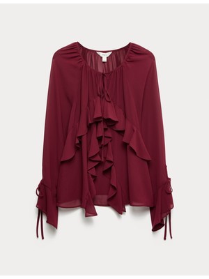 Marks & Spencer Fiyonklu Yaka Volanlı Bluz