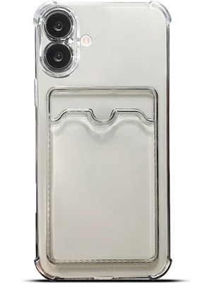 Storemax Ggm Aksesuar 16 ile Uyumlu Şeffaf Yapıya Sahip Arka Ksımında Kartlık Bölmeli Kolay Kullanım Sağlayan Telefon Kılıfı (Siyah)