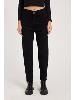 Tudors Kadın Slim Fit Dar Kesim Pamuklu Dar Paça Siyah Jean Pantolon