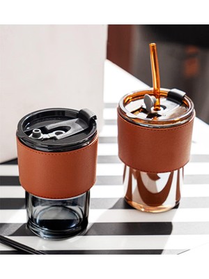 Storemax Deri Aksesuarlı Renkli Cam Mug