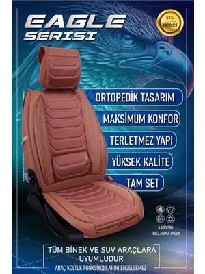 Castor Otomotiv Honda Legend Uyumlu Yarı Deri Oto Koltuk Kılıfı 5li Set Eagle Seri Tarçın