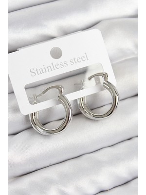 Pirinç Halka Gümüş Renk Kadın Küpe