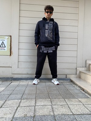 Boxeur Des Rues Dark Grey Full Zip Hoodie With Logo Silver