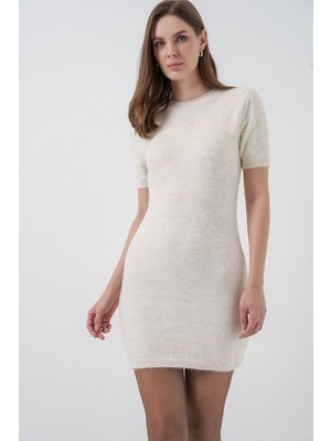 Hiccup Kadın Bdart Basic Mini Triko Elbise Krem Doğal