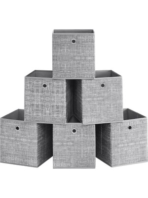 Storemax Saklama Kutusu, 6'lı Set, Saplı Dokusuz Kumaş Düzenleme Kutuları, Kutu Saklama, 26 x 26 x 28 Cm, Küp Raf, Katlanır Kutu, Kıyafet Saklama Için, Gri Alacalı RFB026G01