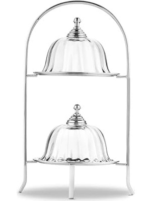 Storemax Alula 2 Katlı Cam Kapaklı Kek Fanusu Silver