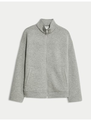 Marks & Spencer Scuba Kumaş Yüksek Yaka Fermuarlı Hırka