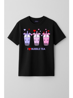 Mixxi Fashion Bubble Tea Kısa  Kollu Baskılı Kız Çocuk Tişört (4-13 Yaş)