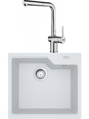 Franke Ubg 610-56 Granit Bianco Evye, Actıve Plus Doccıa 2.0 Spiralli, Krom Armatür