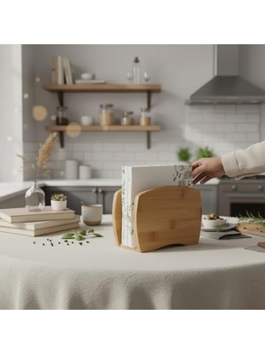 Storemax Bambu Peçetelik – Doğal Ahşap Modern Peçete Tutucu | Masaüstü Dik Servis Peçeteliği | Çevre Dostu Mutfak ve Yemek Odası Aksesuarı (15X12X5.3 Cm)