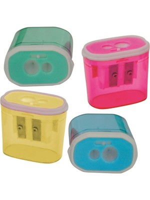 Kitabevimden Bu-Bu Kalemtıraş Şeffaf Dikdörtgen Çiftli 4 Renk