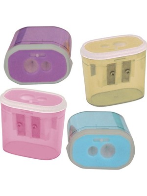 Kitabevimden Bu-Bu Kalemtıraş Şeffaf Dikdörtgen Çiftli Pastel Renk