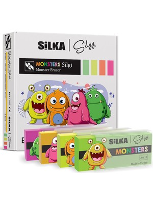 Kitabevimden Silka Silgi Monster 4 Renk (20LI) Art.13