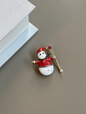 Maarketim Kardan Adam Broş - Kırmızı