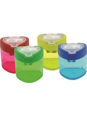 Kitabevimden Bu-Bu Kalemtıraş Şeffaf Üçgen Çiftli Hazneli 4 Renk