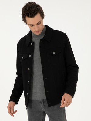 Cacharel Erkek Siyah Regular Fit Yün Karışımlı Kaşe Mont 50292077-VR046