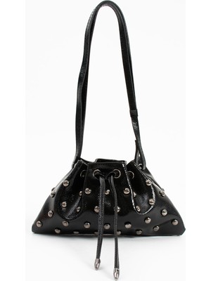 Nbi Bags Siyah Trok Taşlı Kadın Mini Kese Omuz Çanta