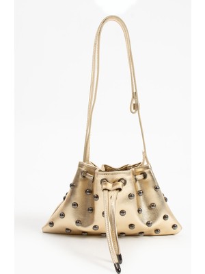 Nbi Bags Siyah Trok Taşlı Kadın Mini Kese Omuz Çanta