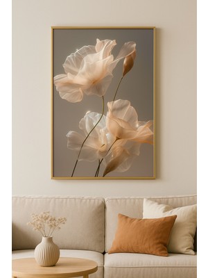 seninürünün Serenity Floral I Tekli Tablo – Altın Renkli Gerçek Cama Baskı Alüminyum Metal Çerçeveli 50 x 70