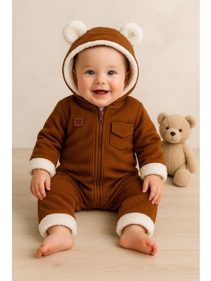 Aki Moda Kids Kız Erkek Bebek Unisex Astranot Tulumiçi Welsoft Dışıkadife 1 Beden Büyük Alınız