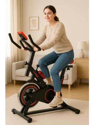 Cosfer Spinning Bike Kondisyon Bisikleti – Ev Tipi Egzersiz Bisikleti, Sessiz Kayışlı Sistem, Ayarlanabilir Sele ve Gidon