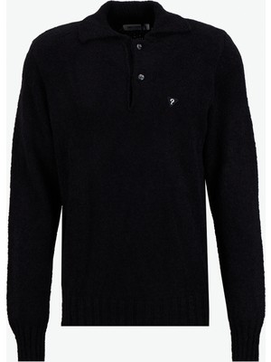 gmg firenze Gmg Fırenze Polo Yaka Regular Fit Siyah Erkek Kazak GU25MFW04025