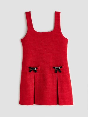 LC Waikiki Kare Yaka Pileli Kız Çocuk Tüvit Elbise  (W5)