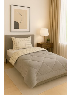 Sternen Glanz Veloria Pamuklu Çift Taraflı Desenli Tek Kişilik Yorgan ve Yastık Kılıfı Seti / Uyku Seti