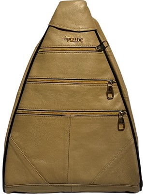 By Pellini Kadın Hakiki Deri Maymun Model Sırt Çantası Bej