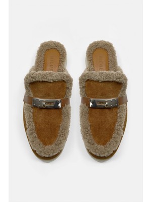 Nilufarr Jelly Taba Süet Gerçek Kürklü Kadın Terlik