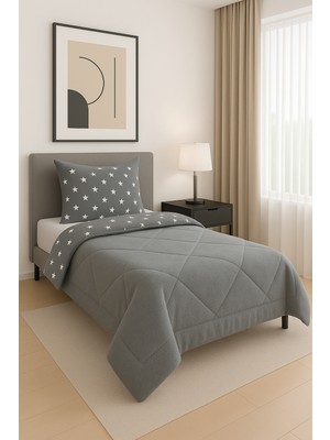 Sternen Glanz Veloria Pamuklu Çift Taraflı Desenli Tek Kişilik Yorgan ve Yastık Kılıfı Seti / Uyku Seti