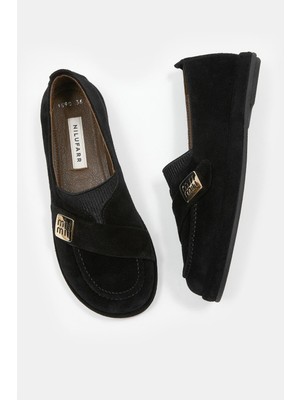 Nilufarr Mii Siyah Hakiki Süet Kadın Loafer