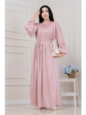 Sevitli Balon Kol Taşlı Şimal Abiye-Gül Kurusu